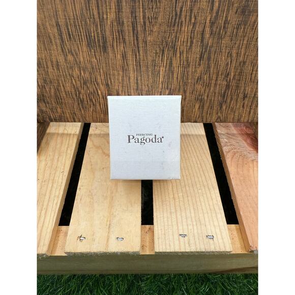 Piercing Pagoda Pair of 4mm Princess-Cut Cubic Zirc Solitaire Earrings - Picture 8 of 8